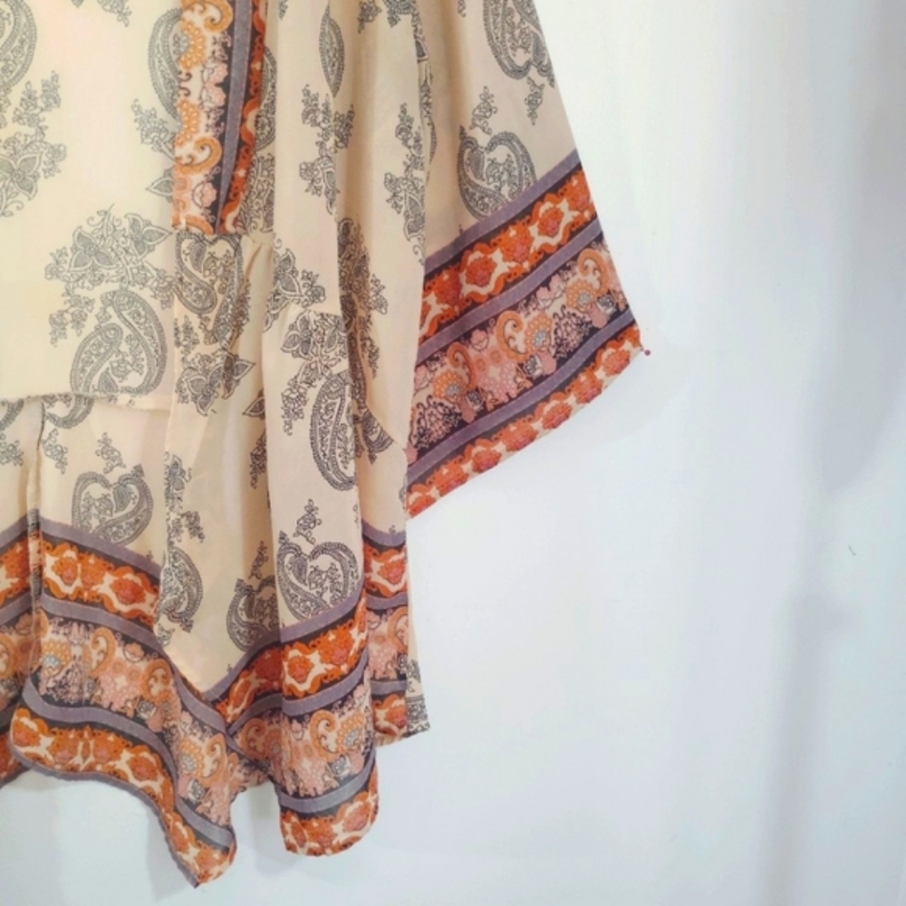 Autumn Beauty M/L Xhilaration Pretty Paisley Kimono Cardigan Coverup Semi-sheer - Picture 6 of 15